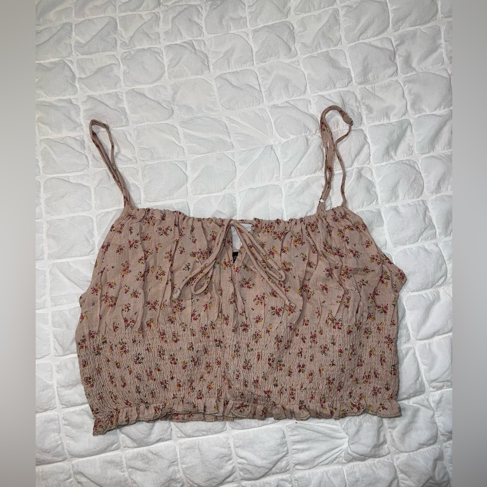 Ditsy floral top with adjustable straps